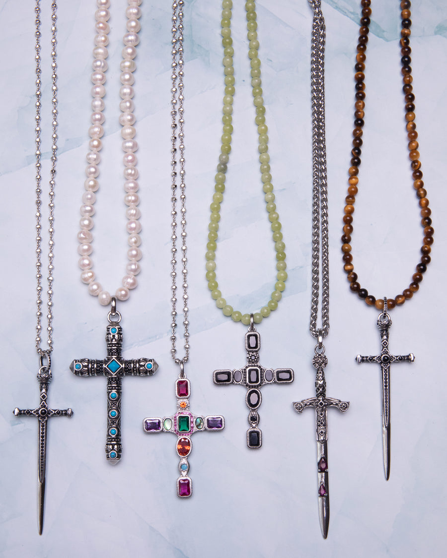 Pearl Turquoise Cross Necklace