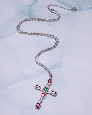 Multicolor Cross Necklace