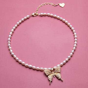 Pearl Mariposa Queen Necklace