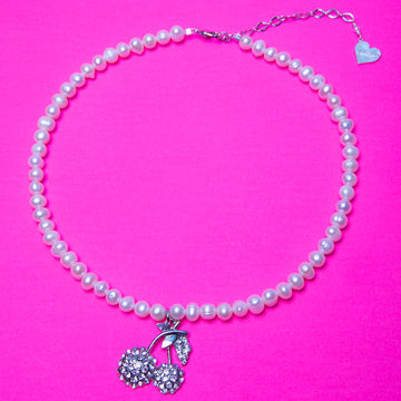 Pearl Sparkle Cherry Necklace