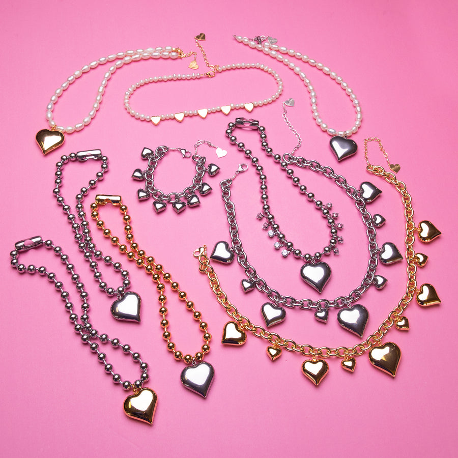 Five of Hearts Pearl Necklace