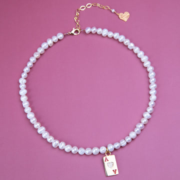 Pearl Straight Ace Necklace
