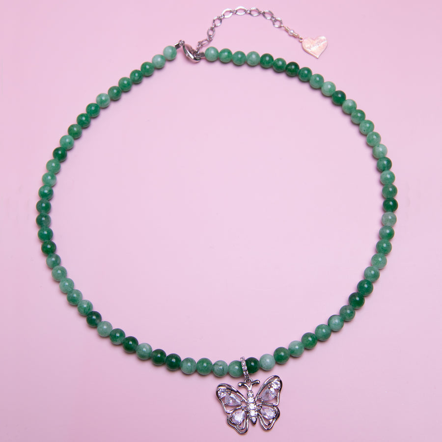 Smooth Jade Butterfly Necklace