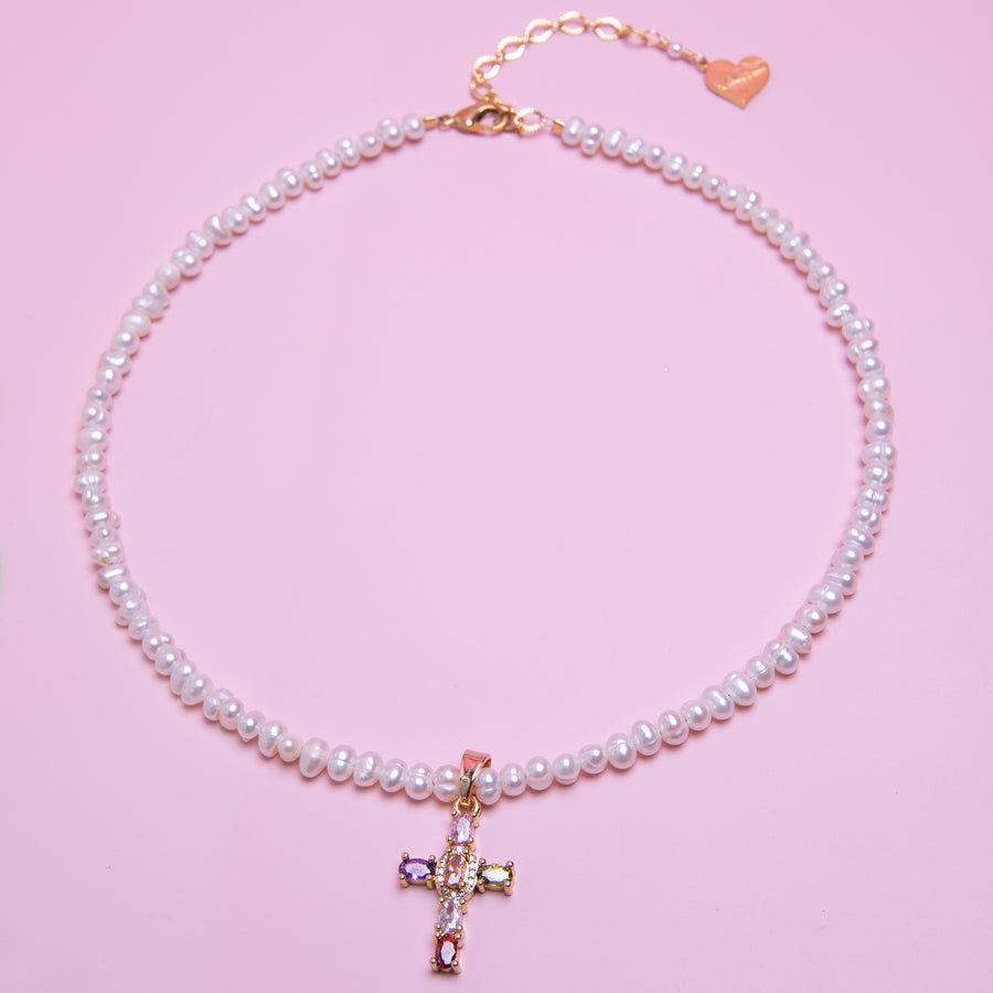 Pearl Treasure Cross Necklace