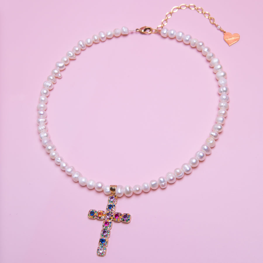 Pearl Fantasy Cross Necklace