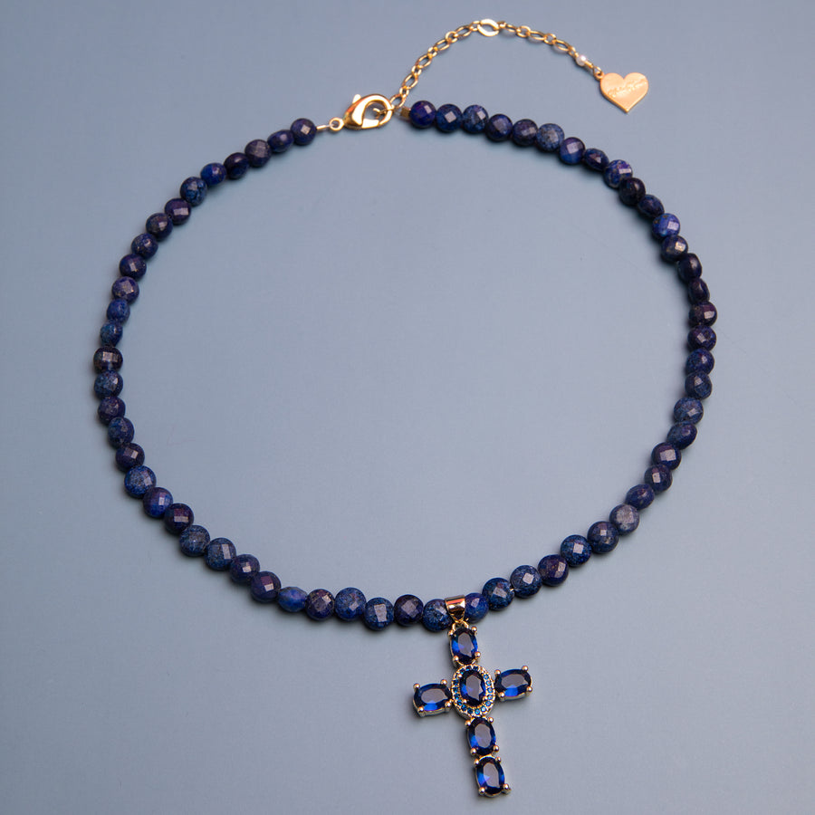 Lapis Blue Cross Necklace