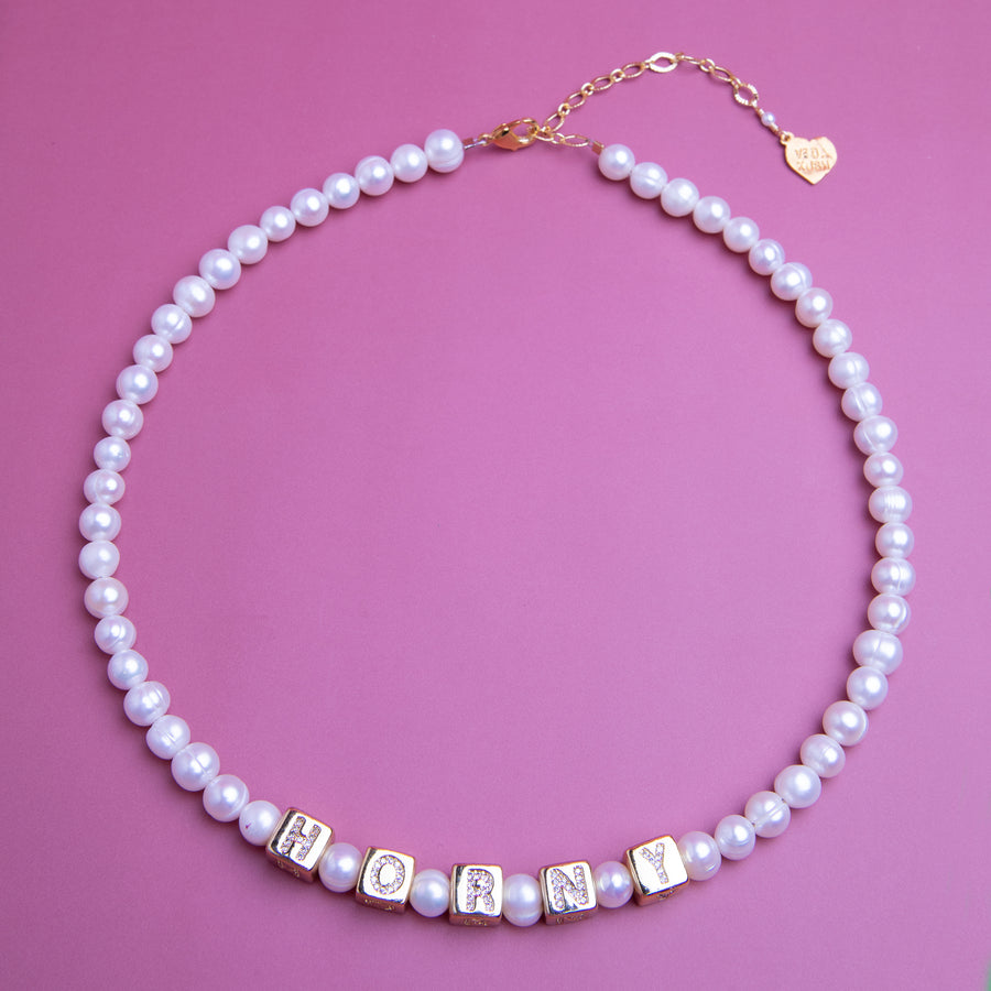 Custom Pearl Block Necklace