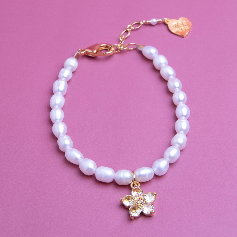 Pearl Hibiscus Flower Bracelet