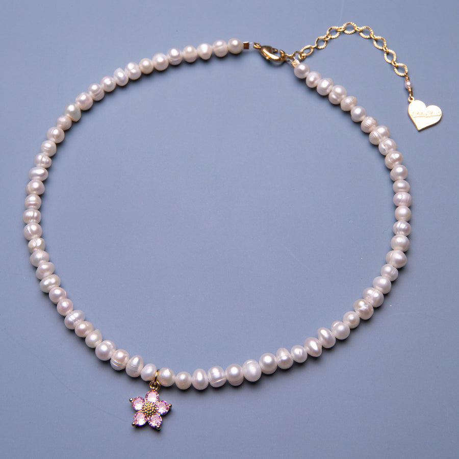 Pearl Hibiscus Flower Necklace