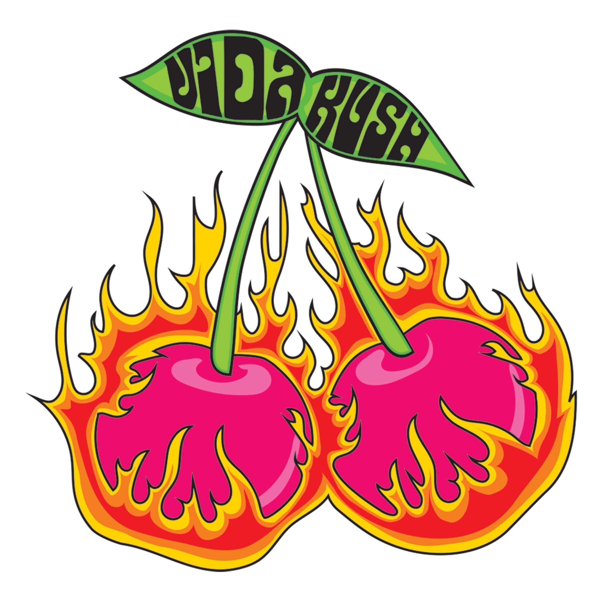 Flaming Cherries Sticker – VidaKush