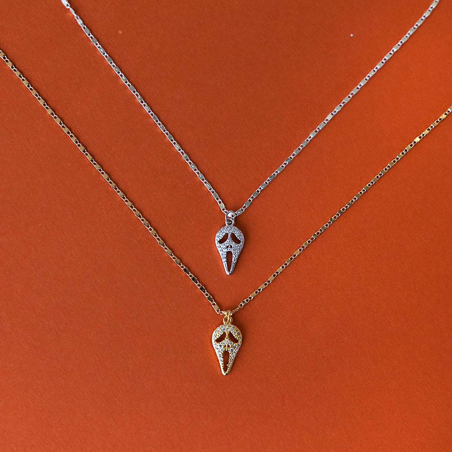 Scream Ghost Face Call Me Chain Necklace Set