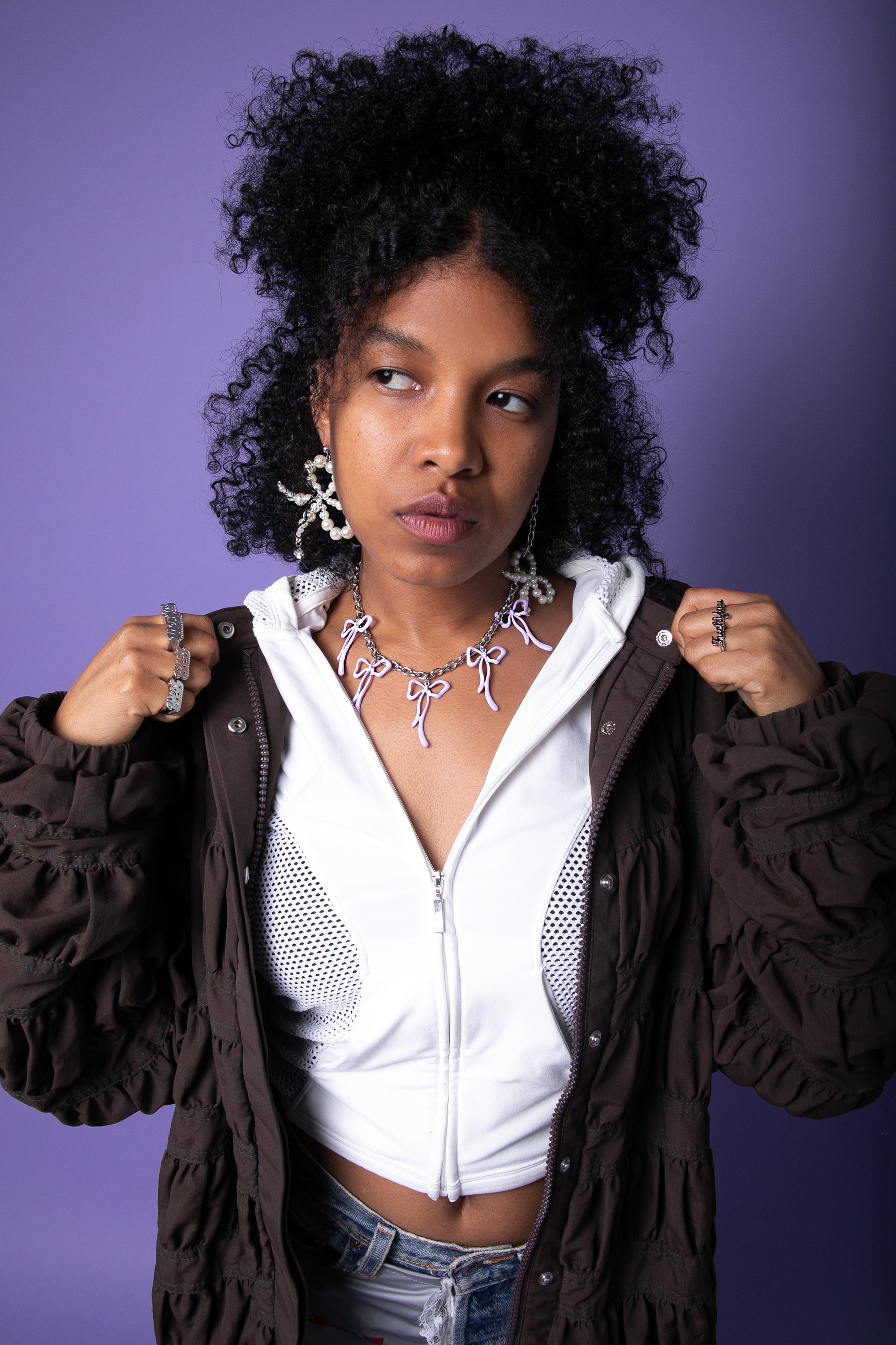 Pearl Bow Mismatch Earring Set