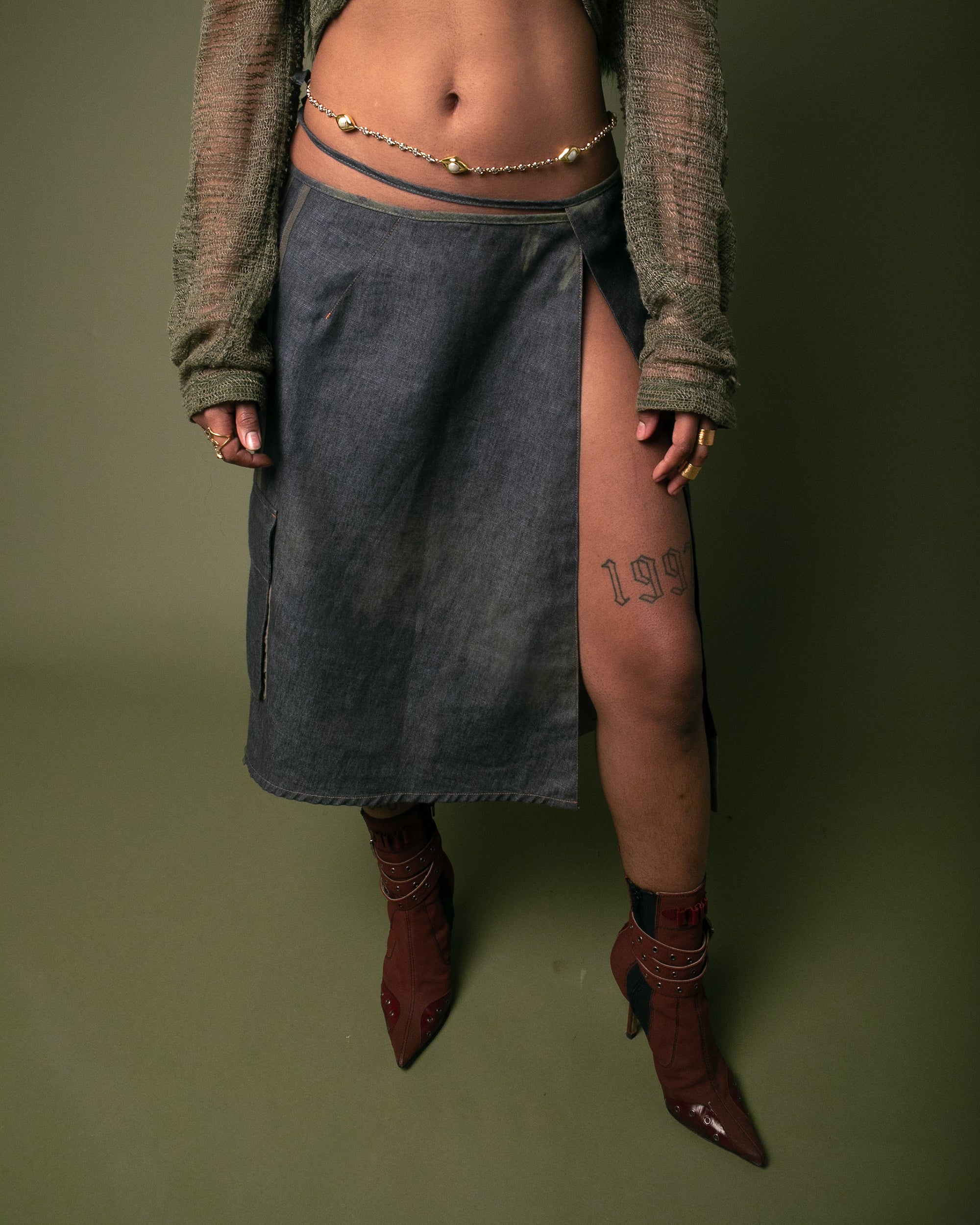 Cubic Pearl Almond Belly Chain