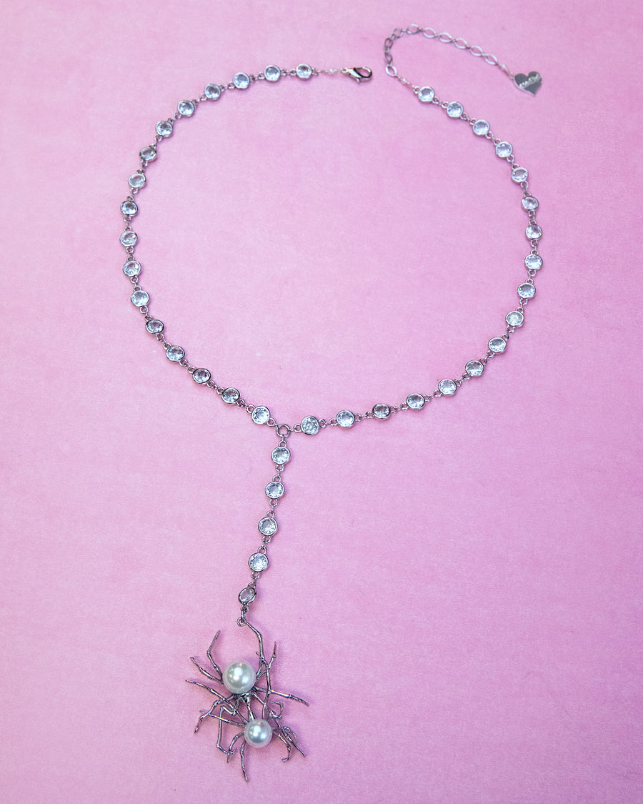 Kissing Spider Cubic Y Necklace