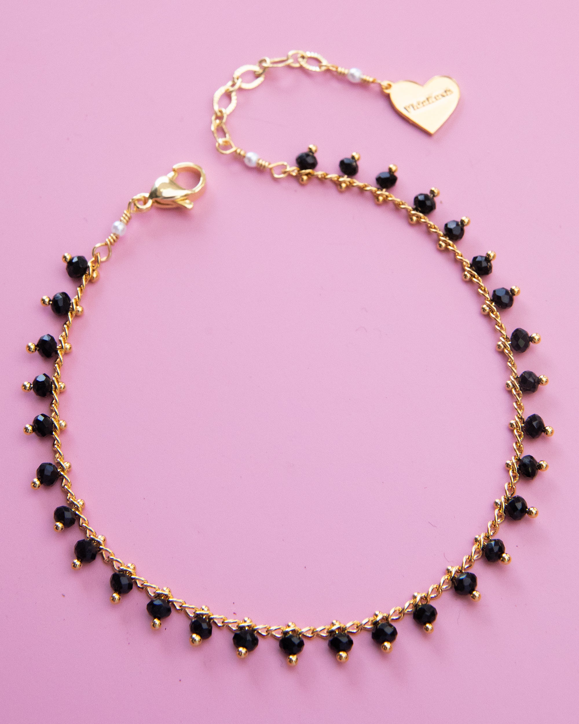 Black Bead Cluster Anklet