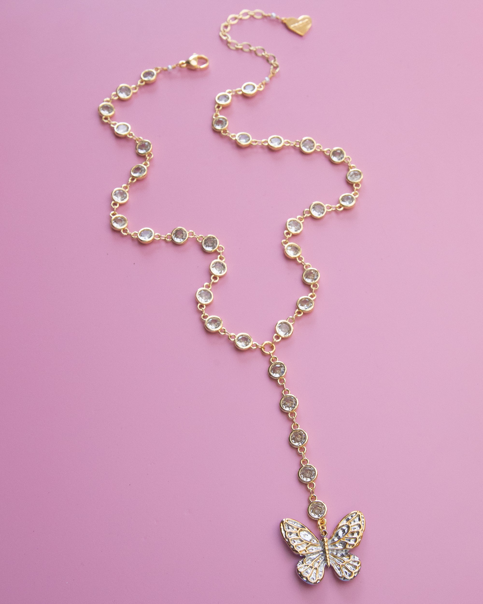 Duotone Butterfly Y Necklace