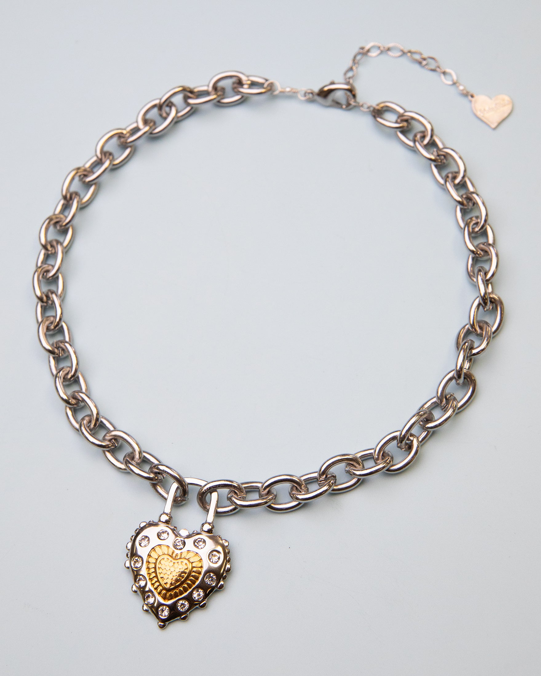 Duotone Heart Lock Necklace