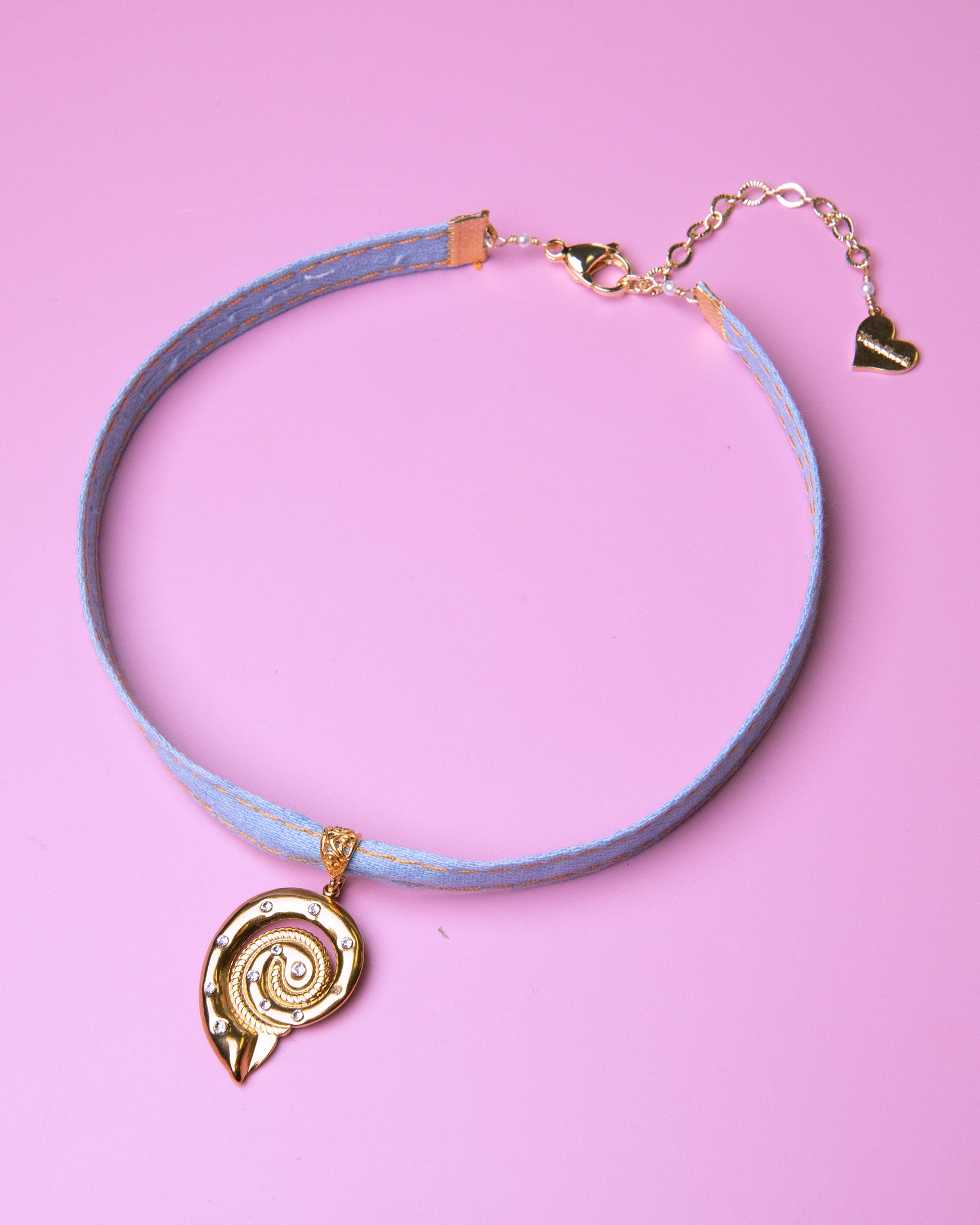 Seashell Spell Denim Choker
