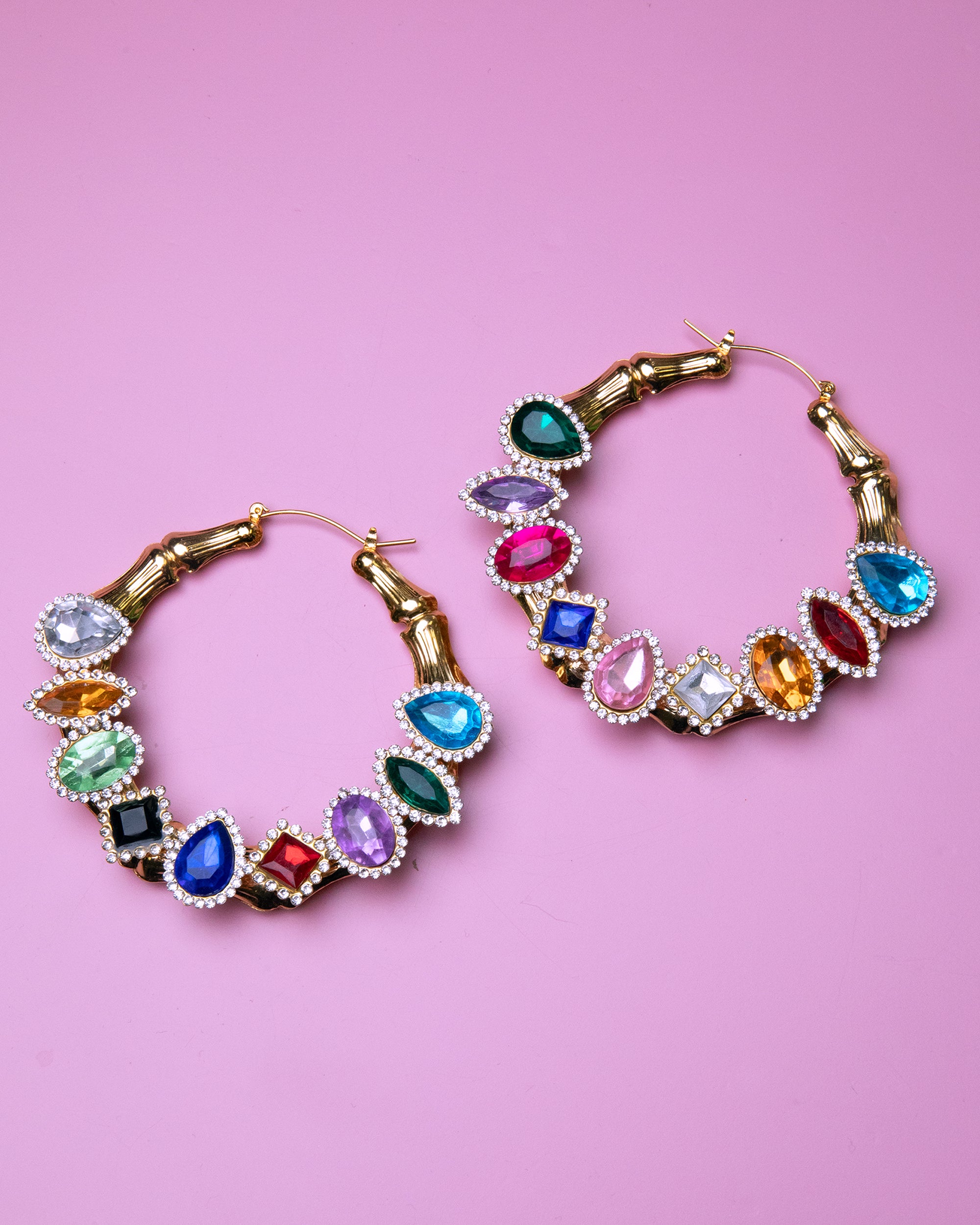 Technicolor Bamboo Hoop Earrings
