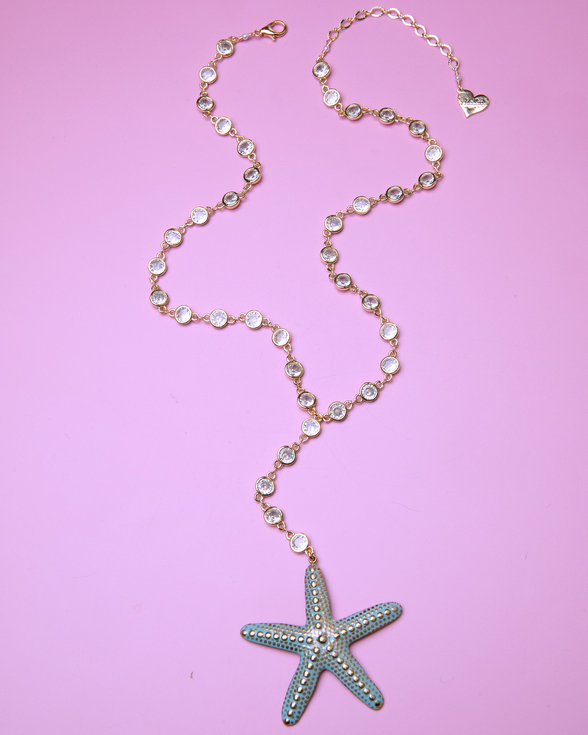 Aqua Drip Starfish Y Necklace
