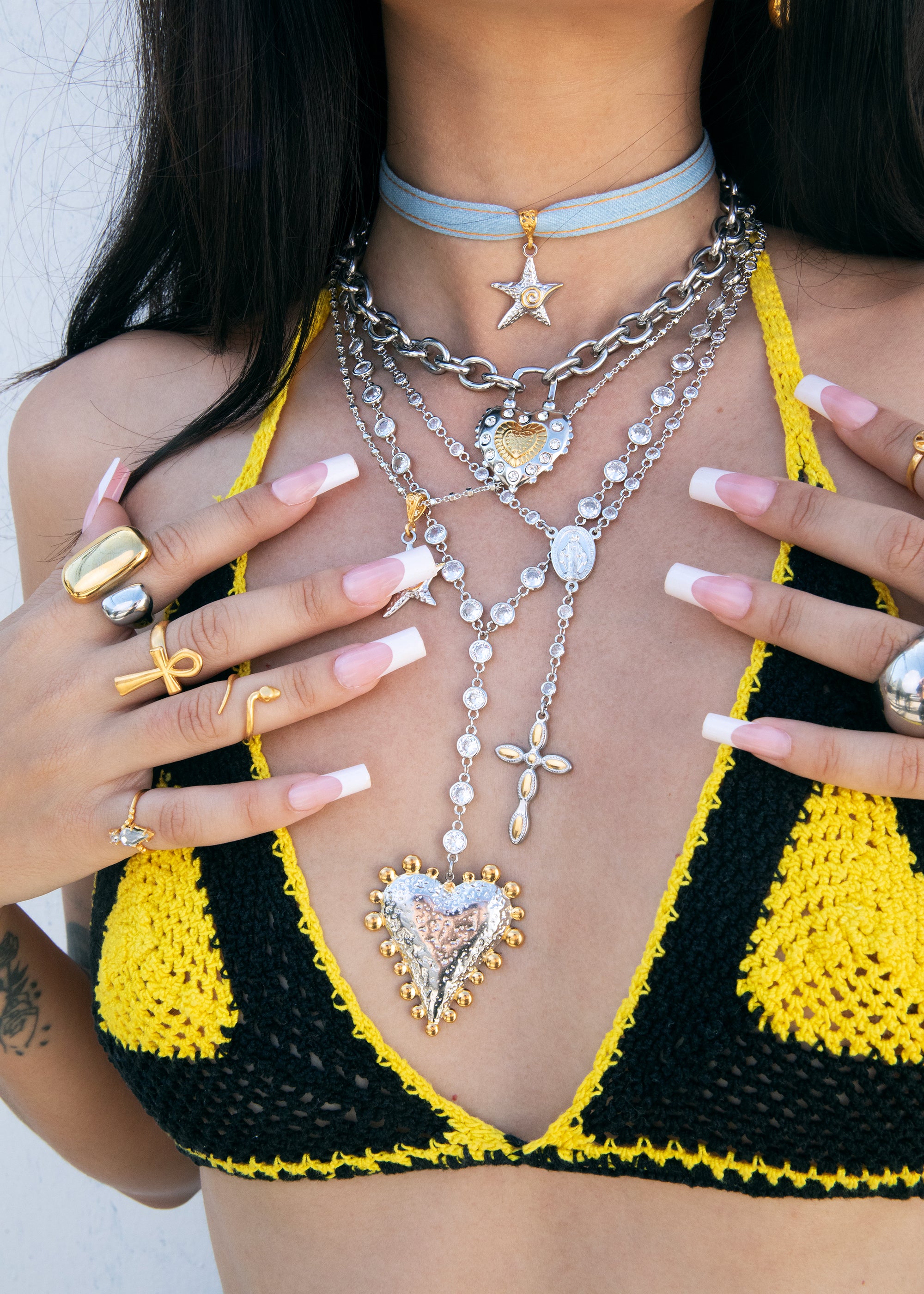 Duotone Heart Lock Necklace