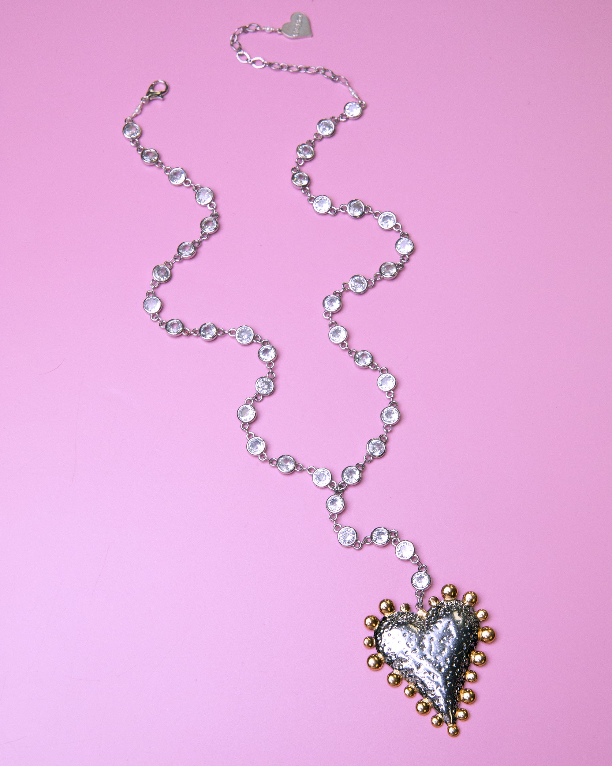 Duotone Heart Y Necklace