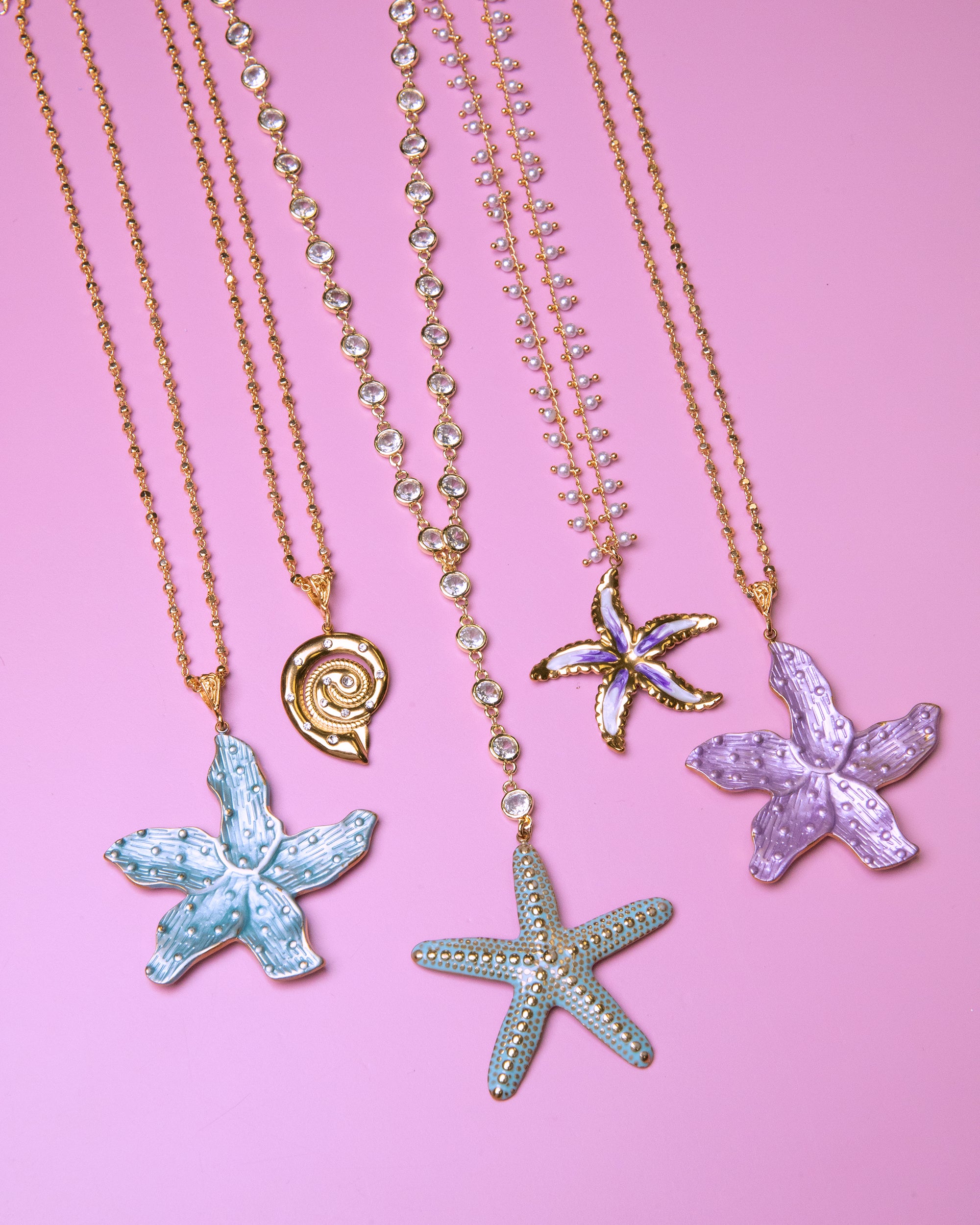 Aqua Drip Starfish Y Necklace