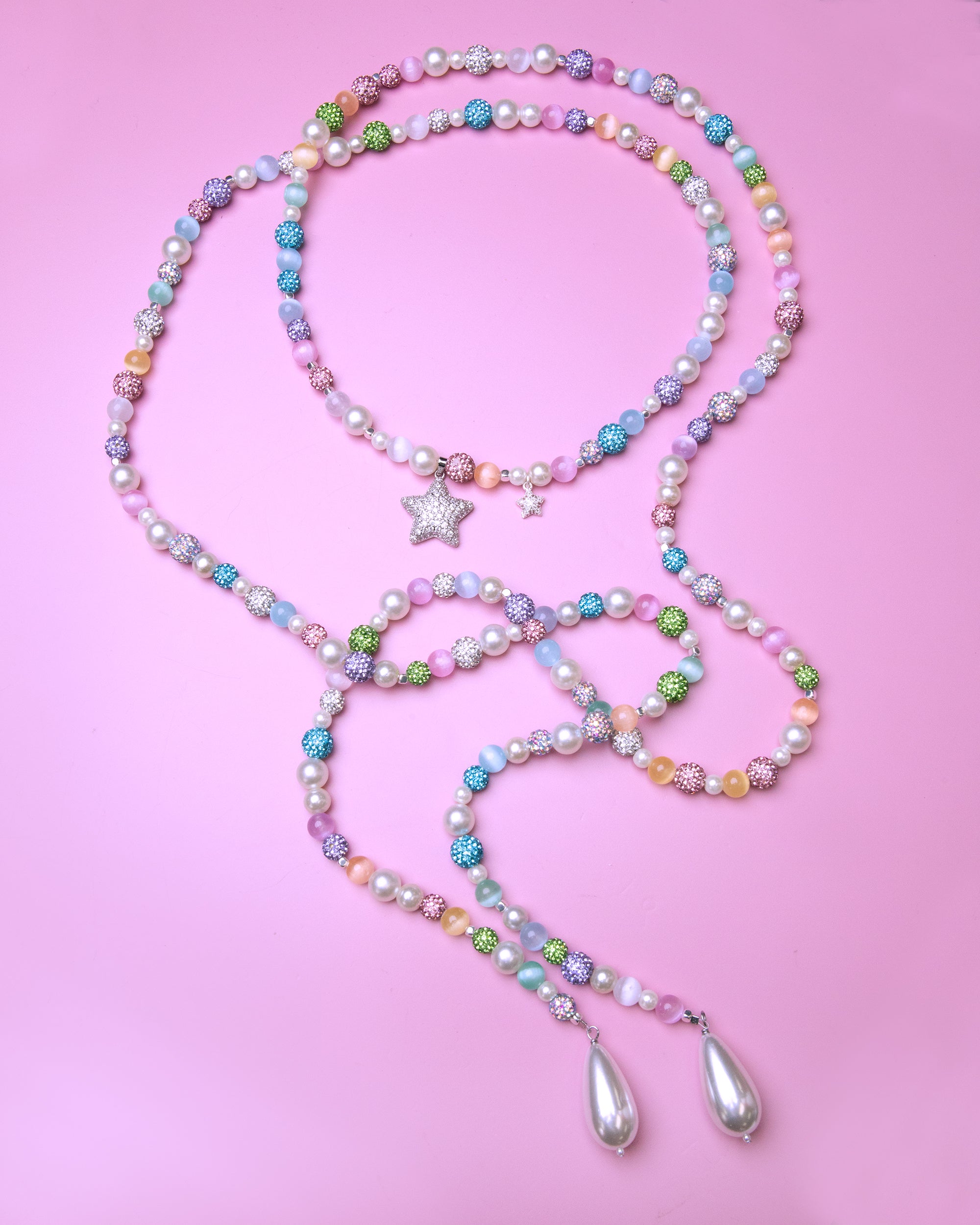 Cotton Candy Lariat Necklace