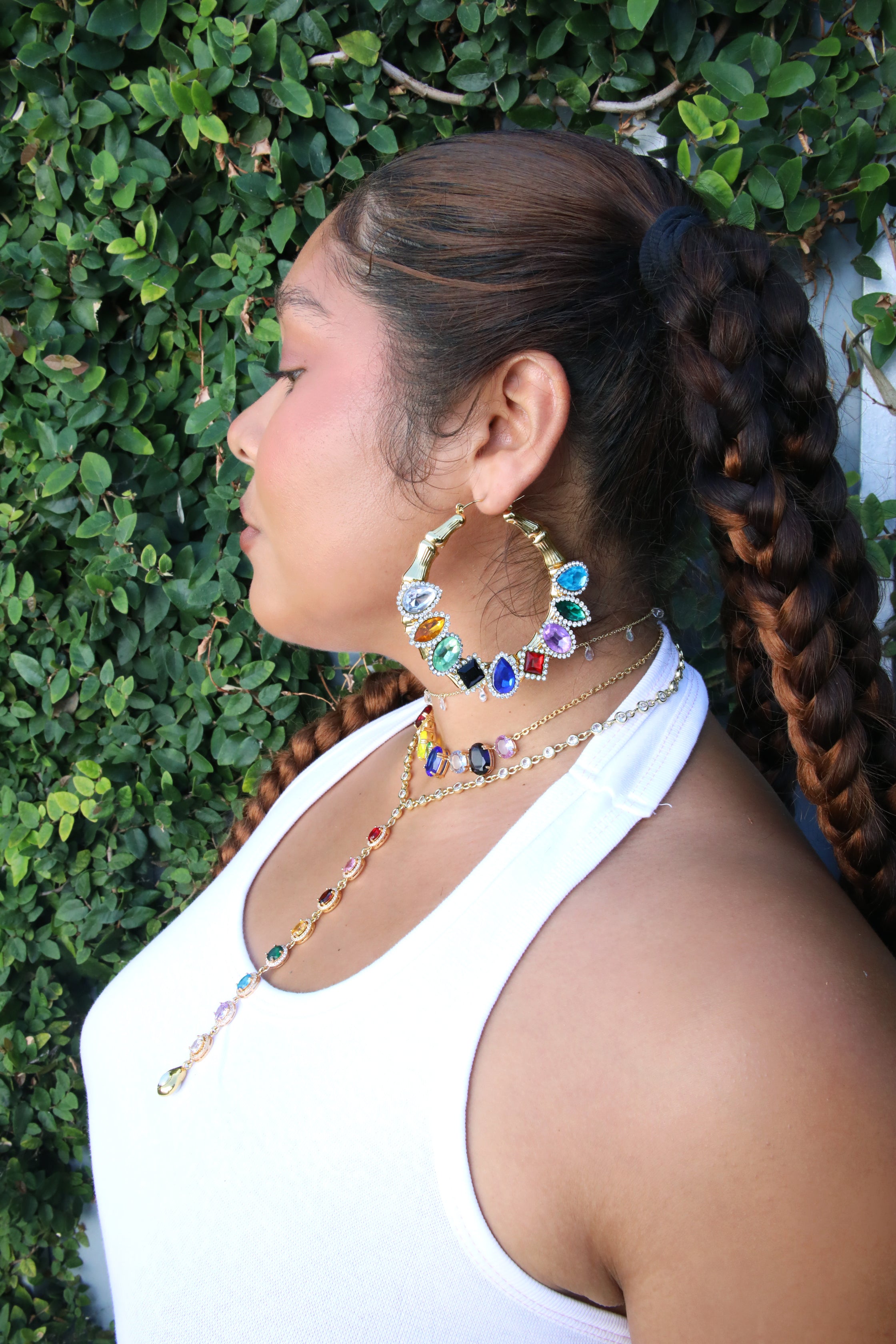 Technicolor Bamboo Hoop Earrings