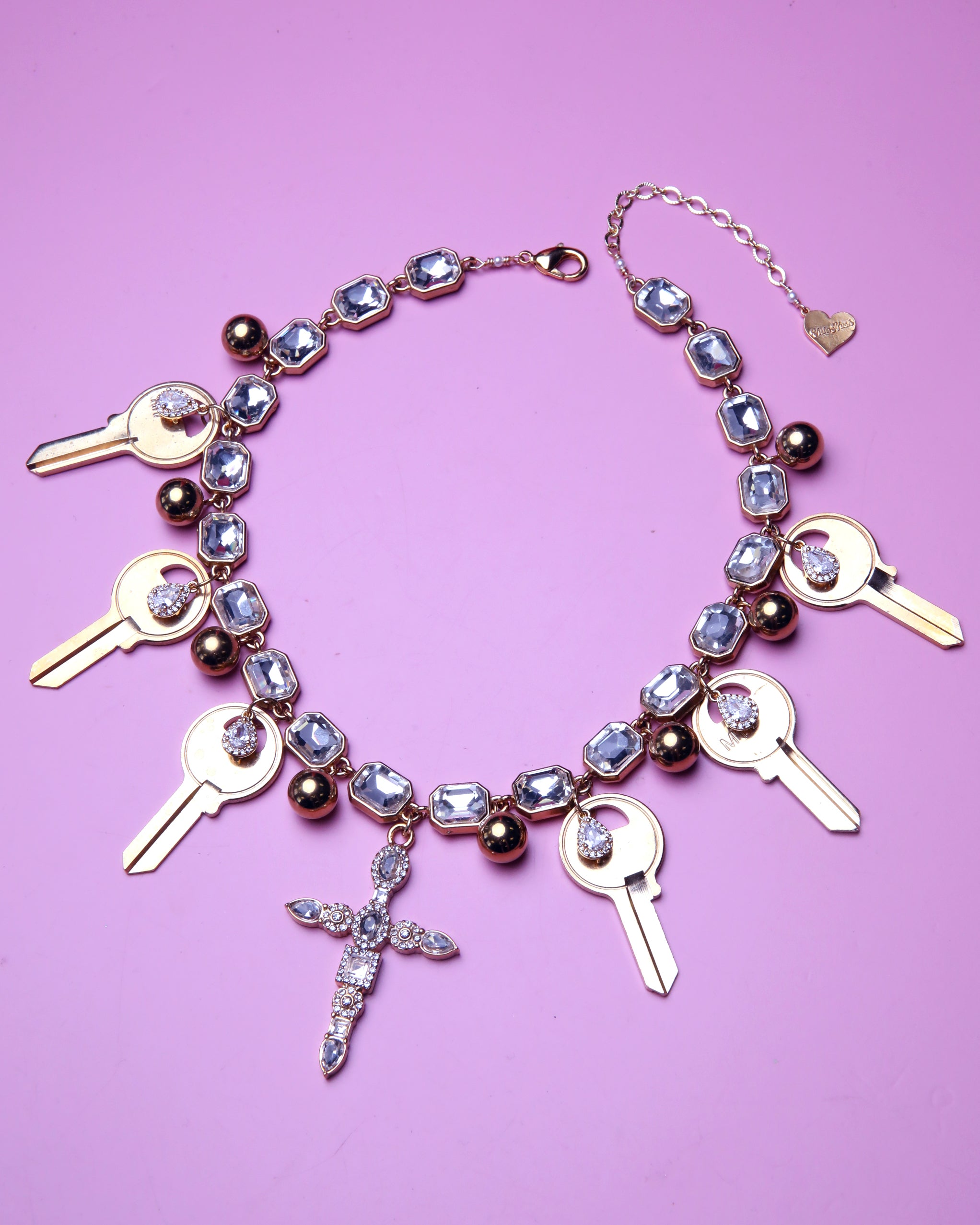 Key Cross Charm Necklace