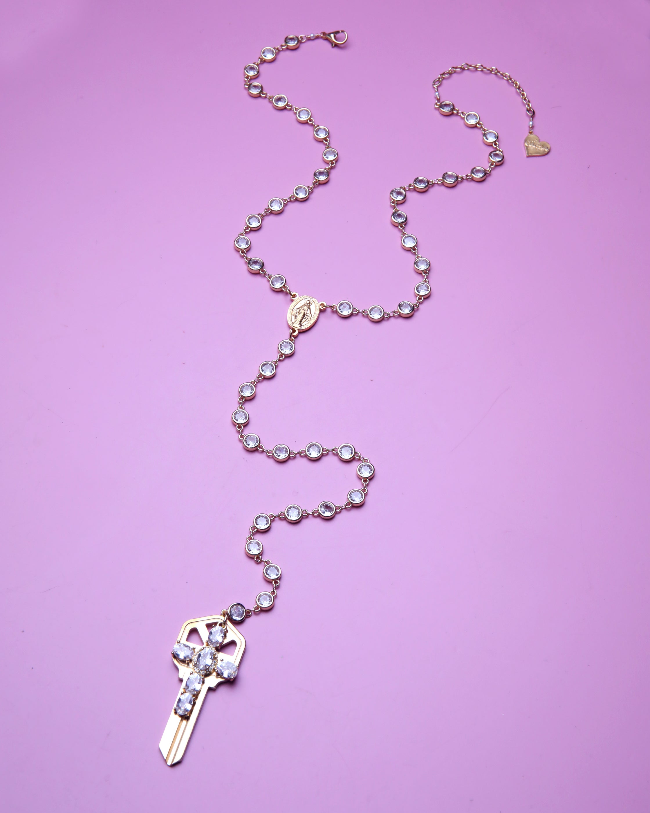 Key Cross Rosary Necklace