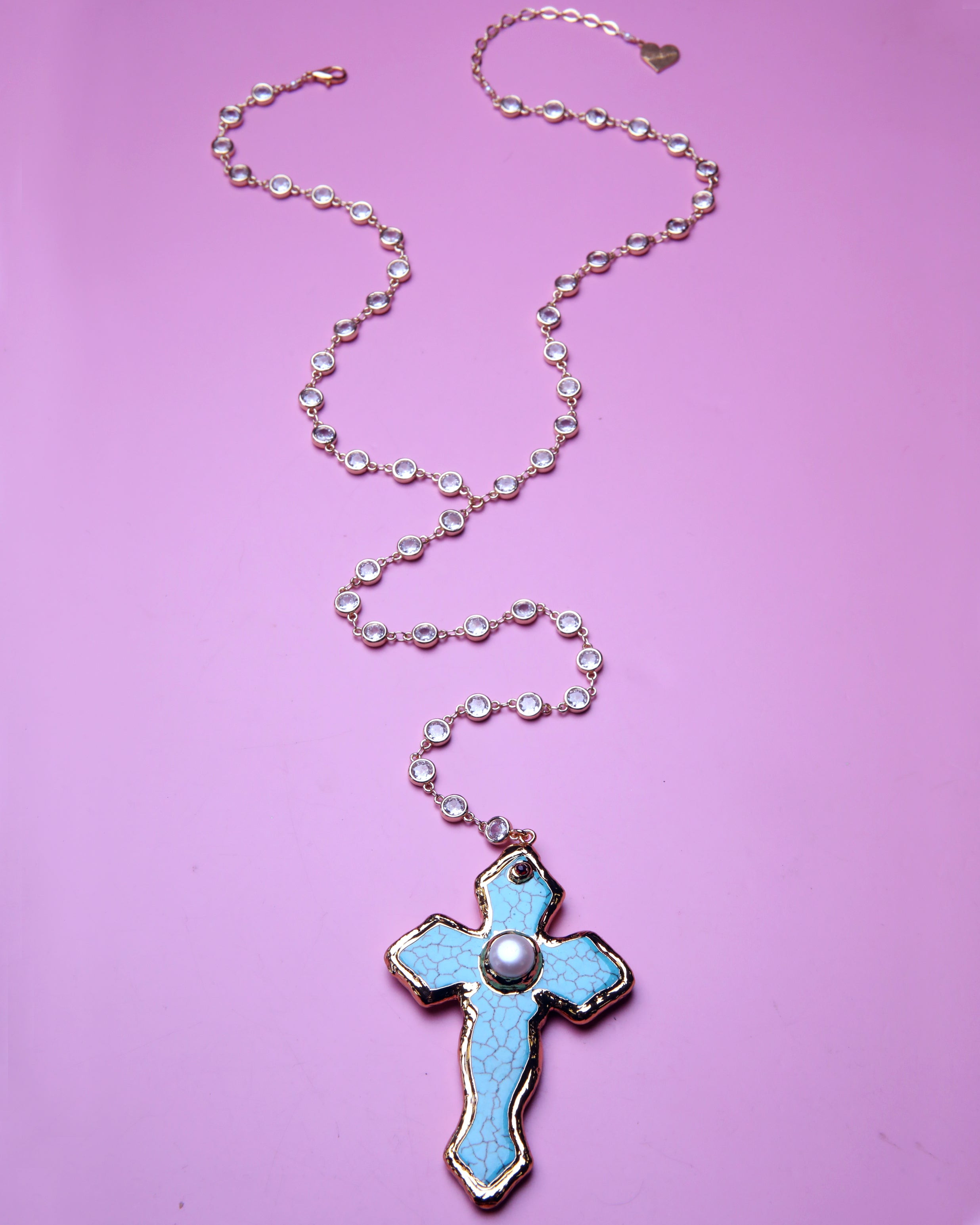 Turquoise Cross Y Necklace