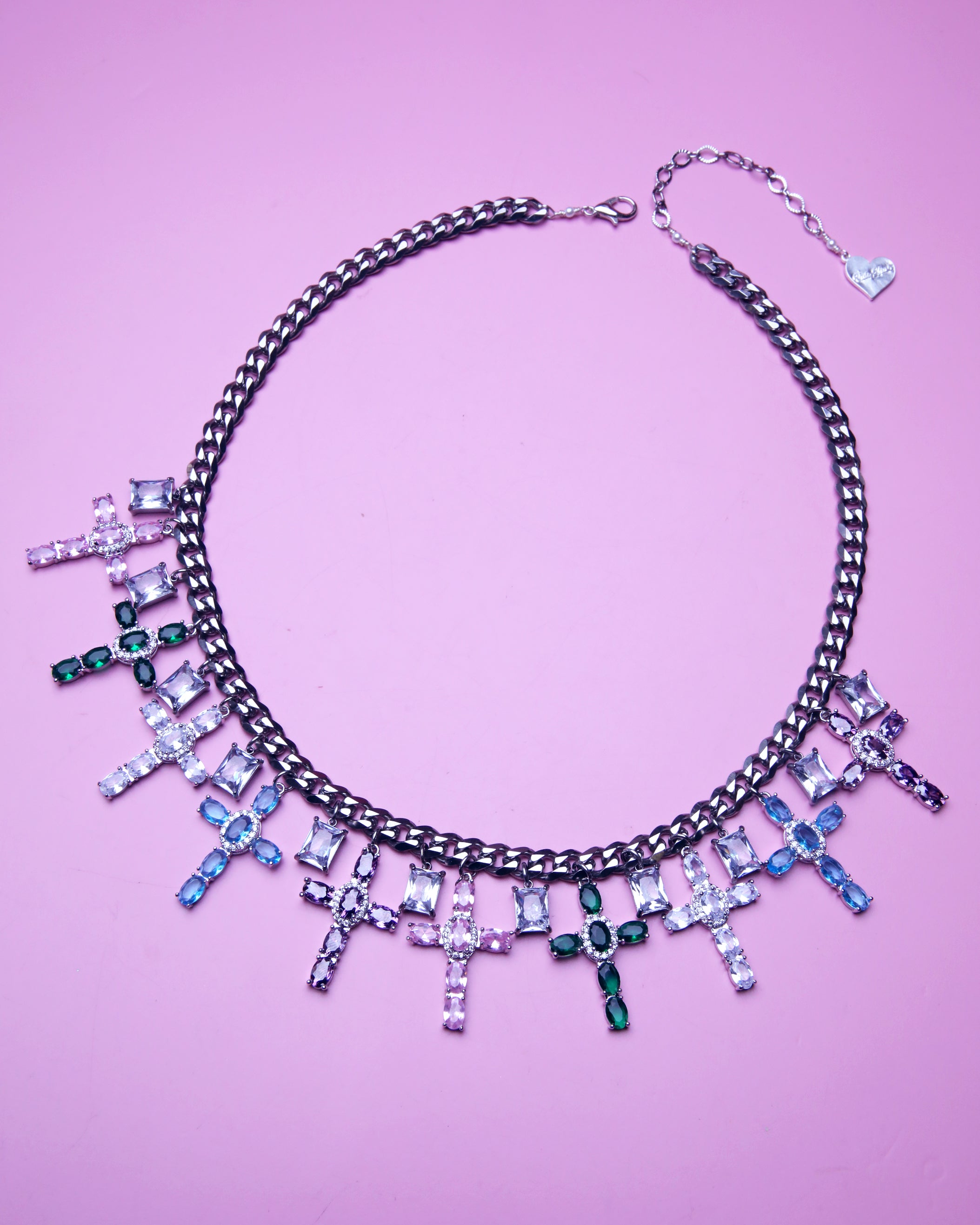 Cubic Cross Charm Necklace