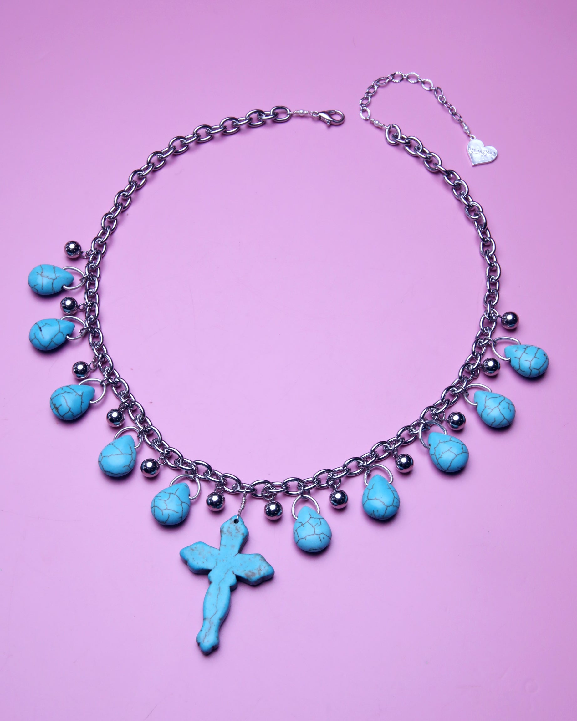 Turquoise Cross Charm Necklace