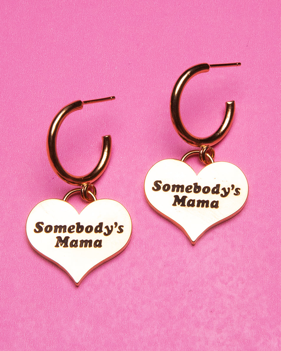 Somebody's Mama Heart Tag Earrings
