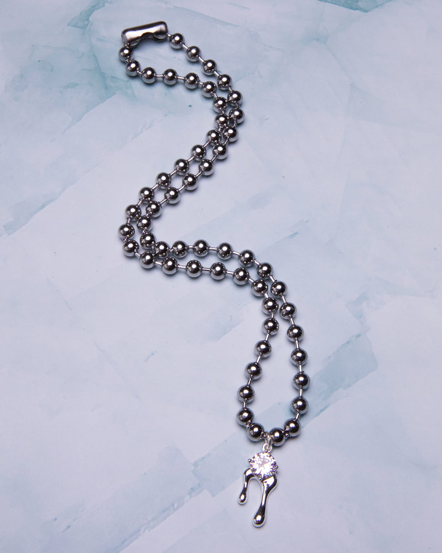 Crystal Drip Ball Chain Necklace