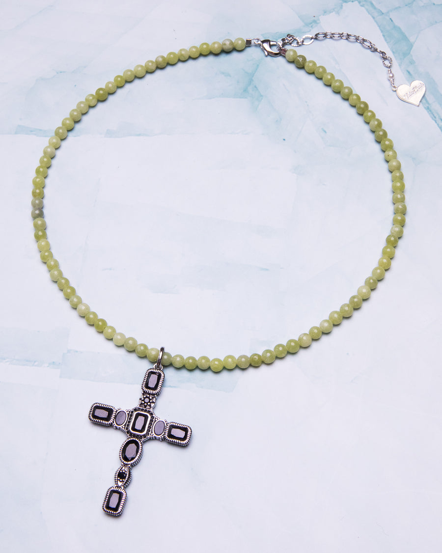 Black Onyx Jade Cross Necklace