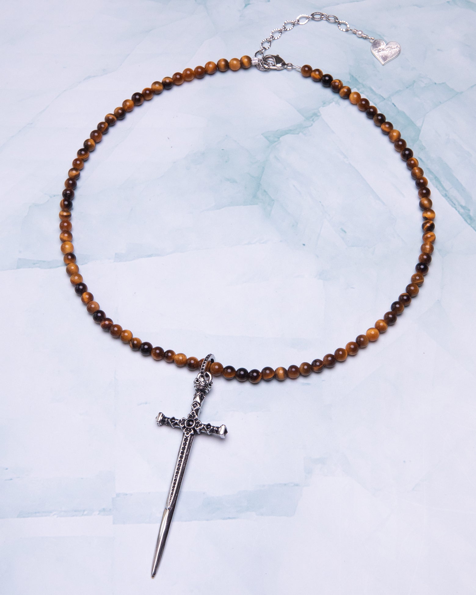 Tiger's Eye Dagger Cross Necklace