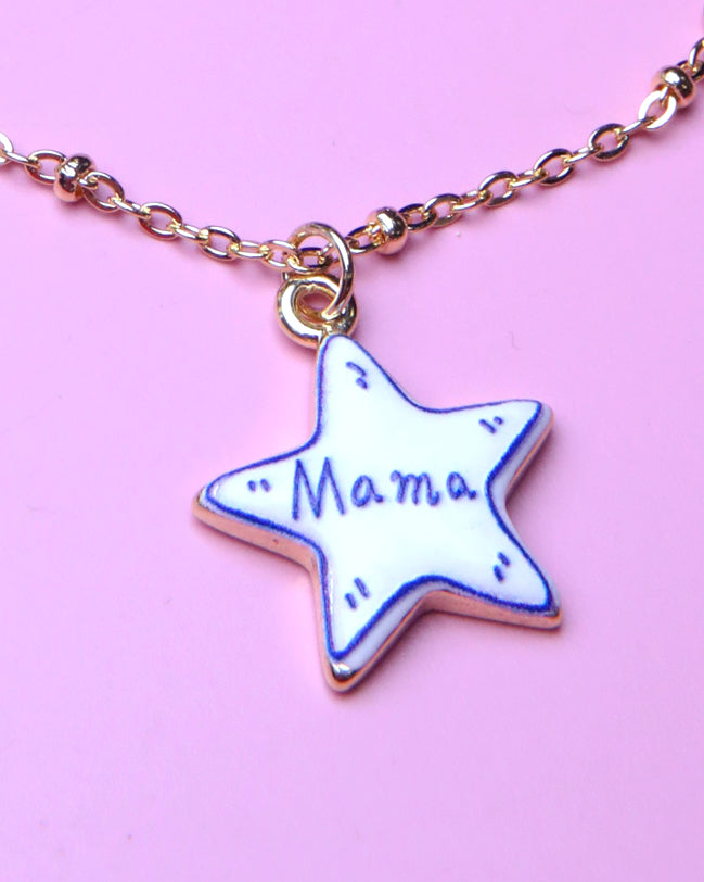 Porcelain Star "Mama" Necklace