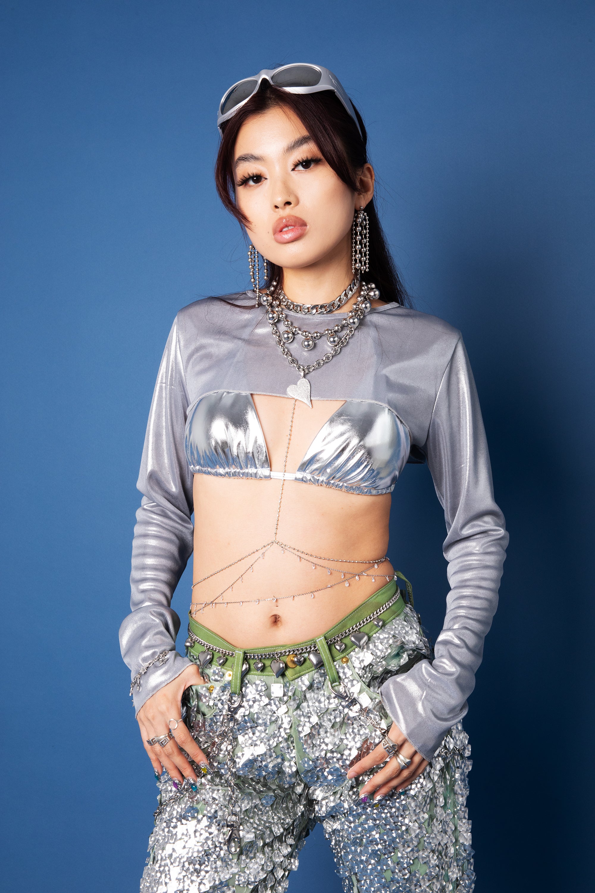 Double Dainty Crystal Drop Body Chain