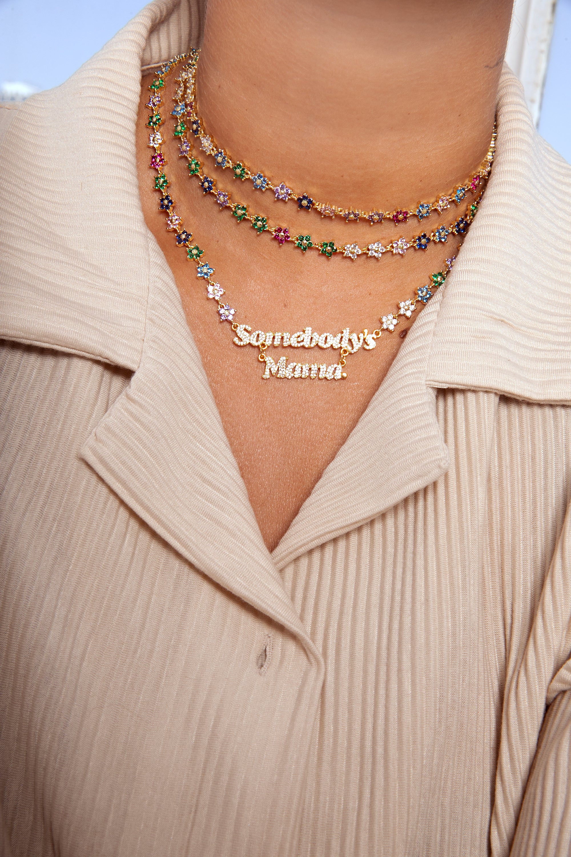 Rainbow Twinkle Flower Choker