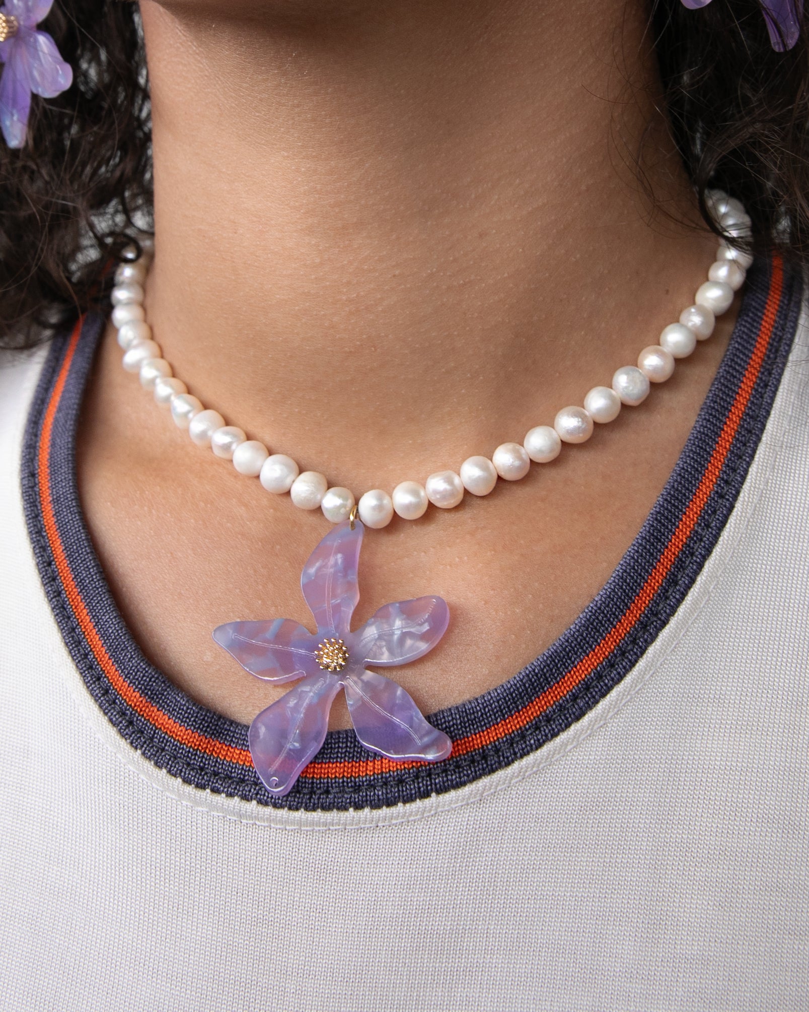 Pearl Orchid Necklace