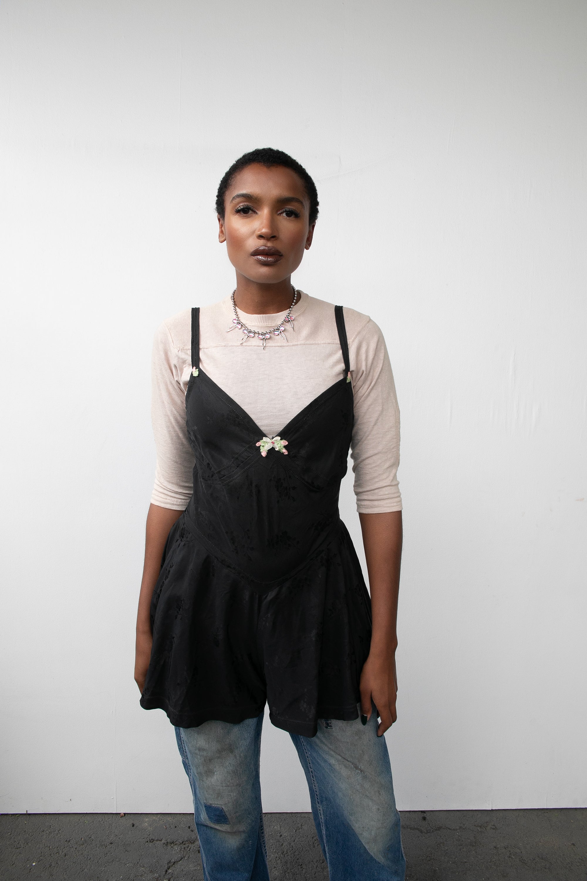 Iridescent Bow Ball Chain Necklace