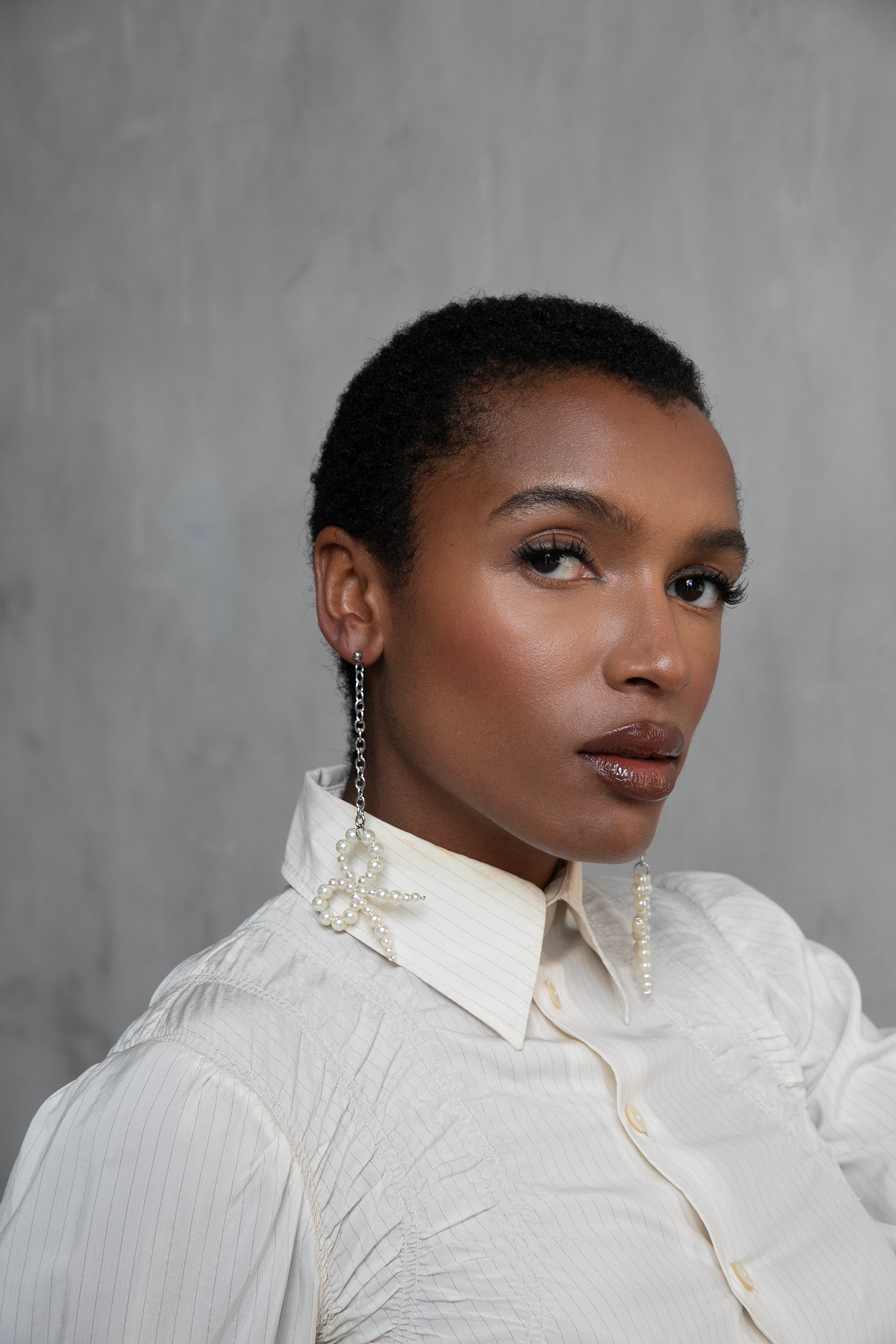 Pearl Bow Drop Earrings