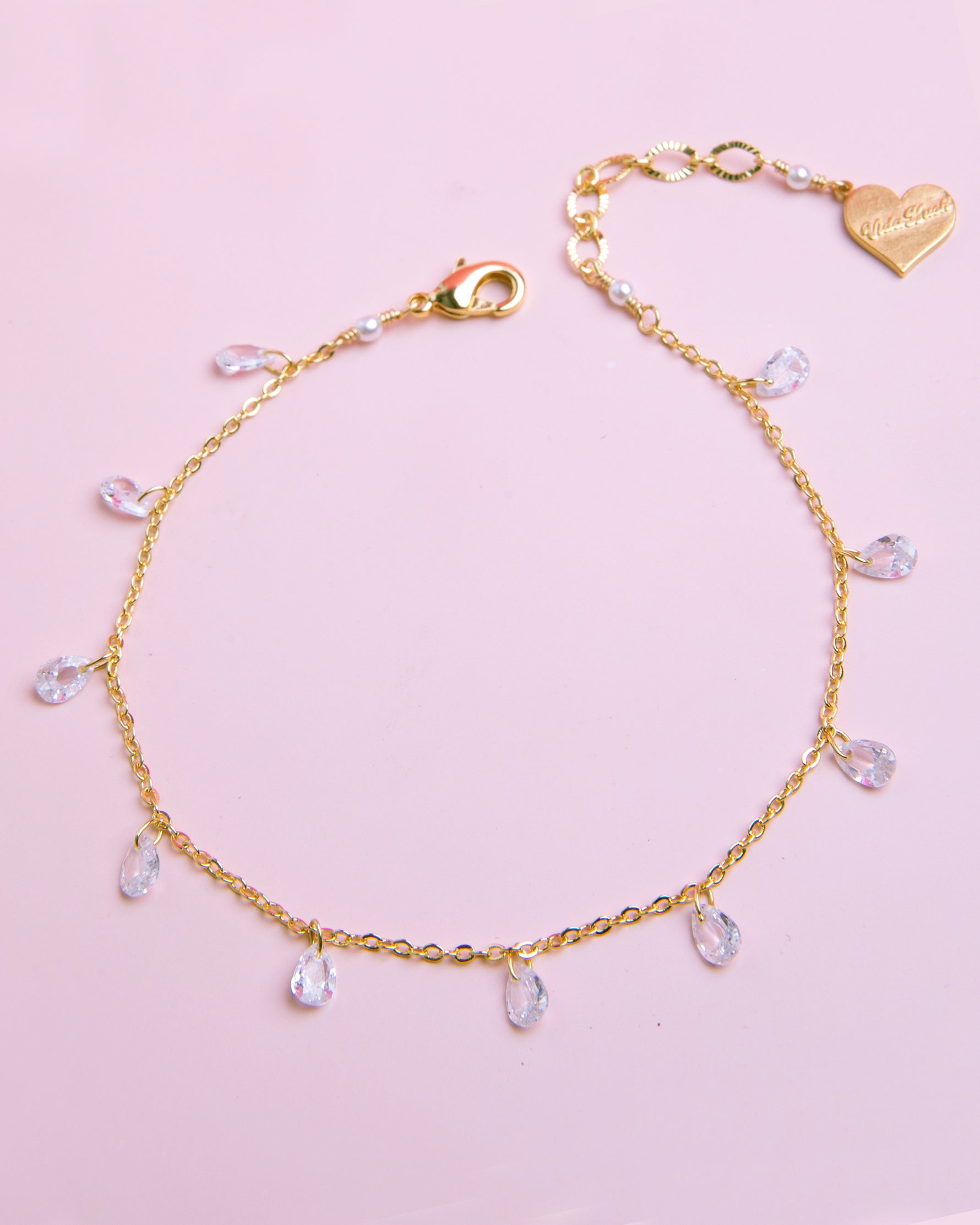 Dainty Crystal Drop Anklet