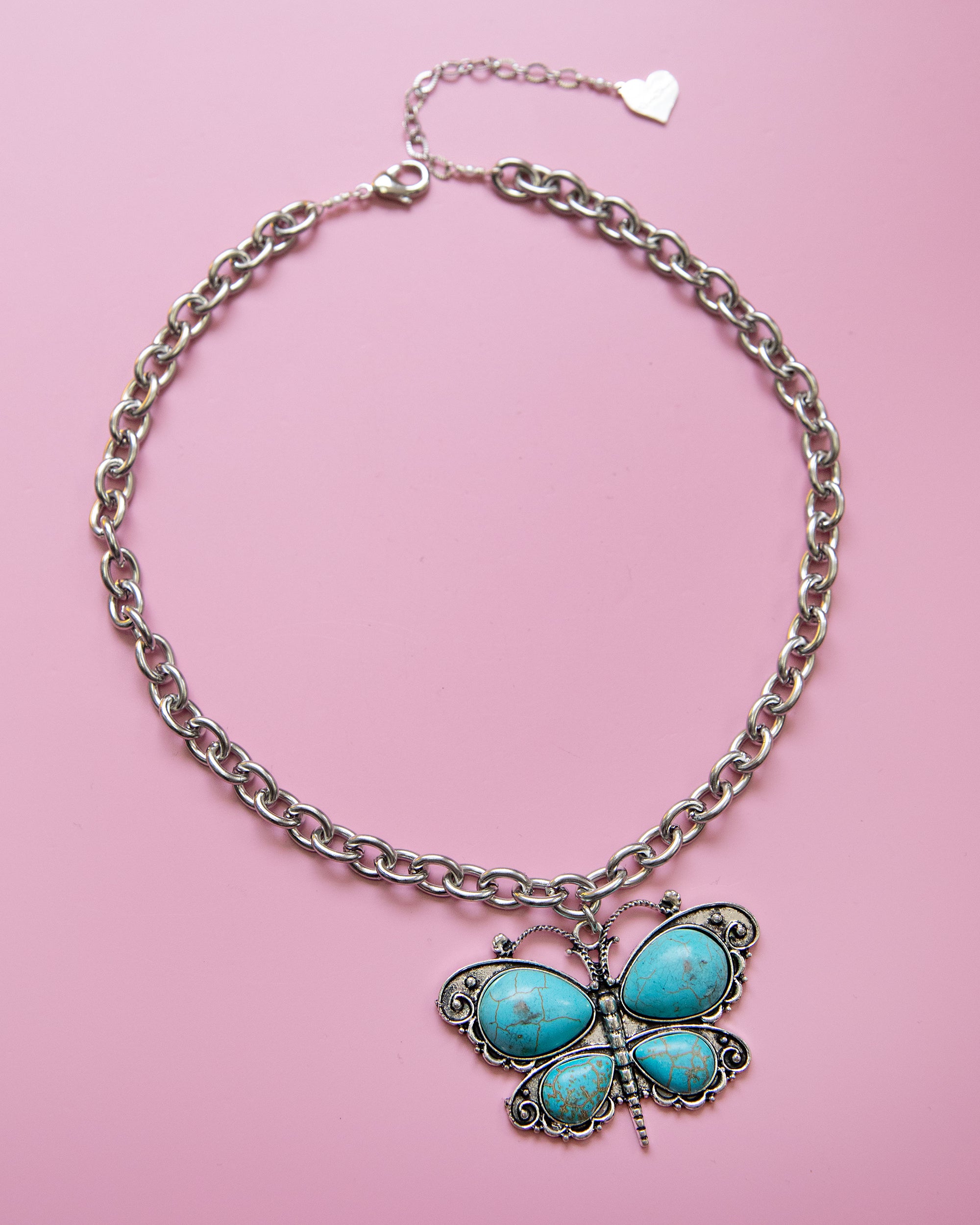 Turquoise Butterfly Chain Necklace