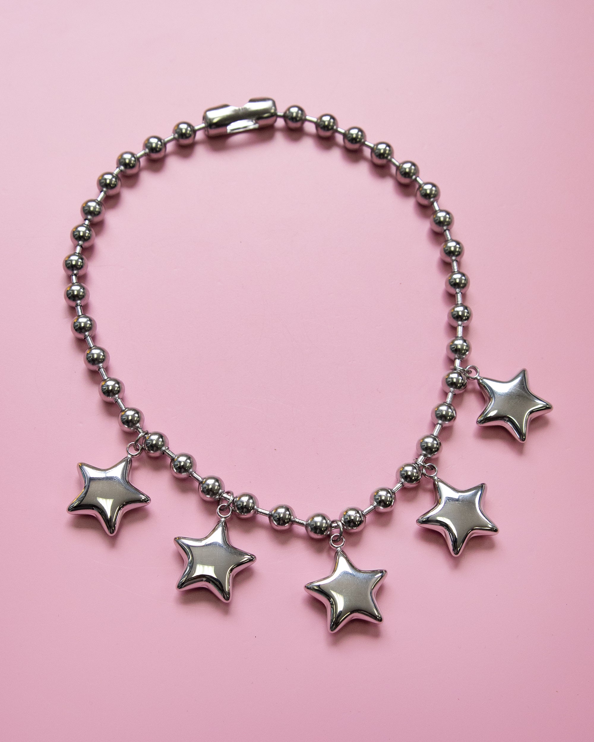 Bubble Five Star Ball Chain Necklace