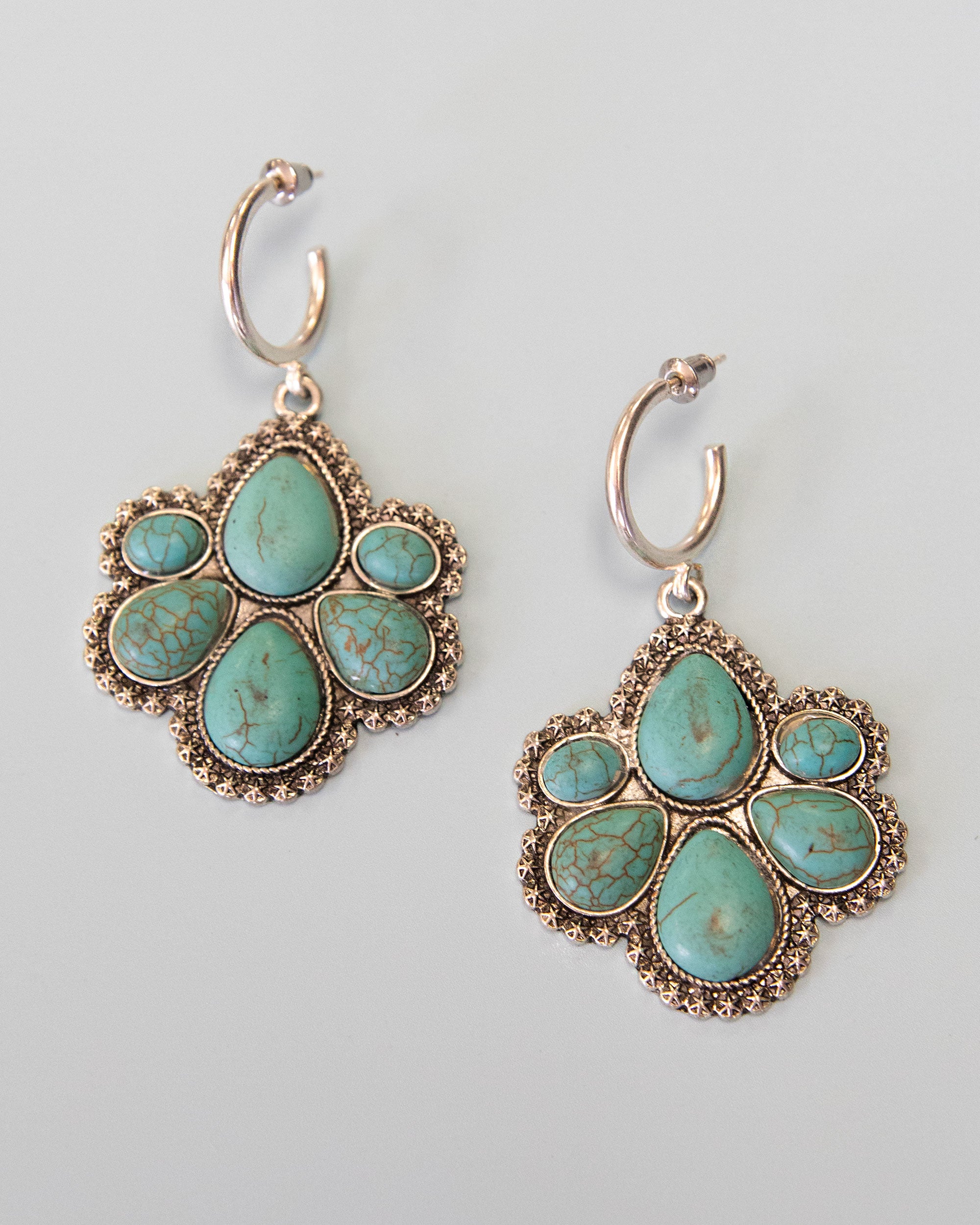 Turquoise Flower Hoop Earrings