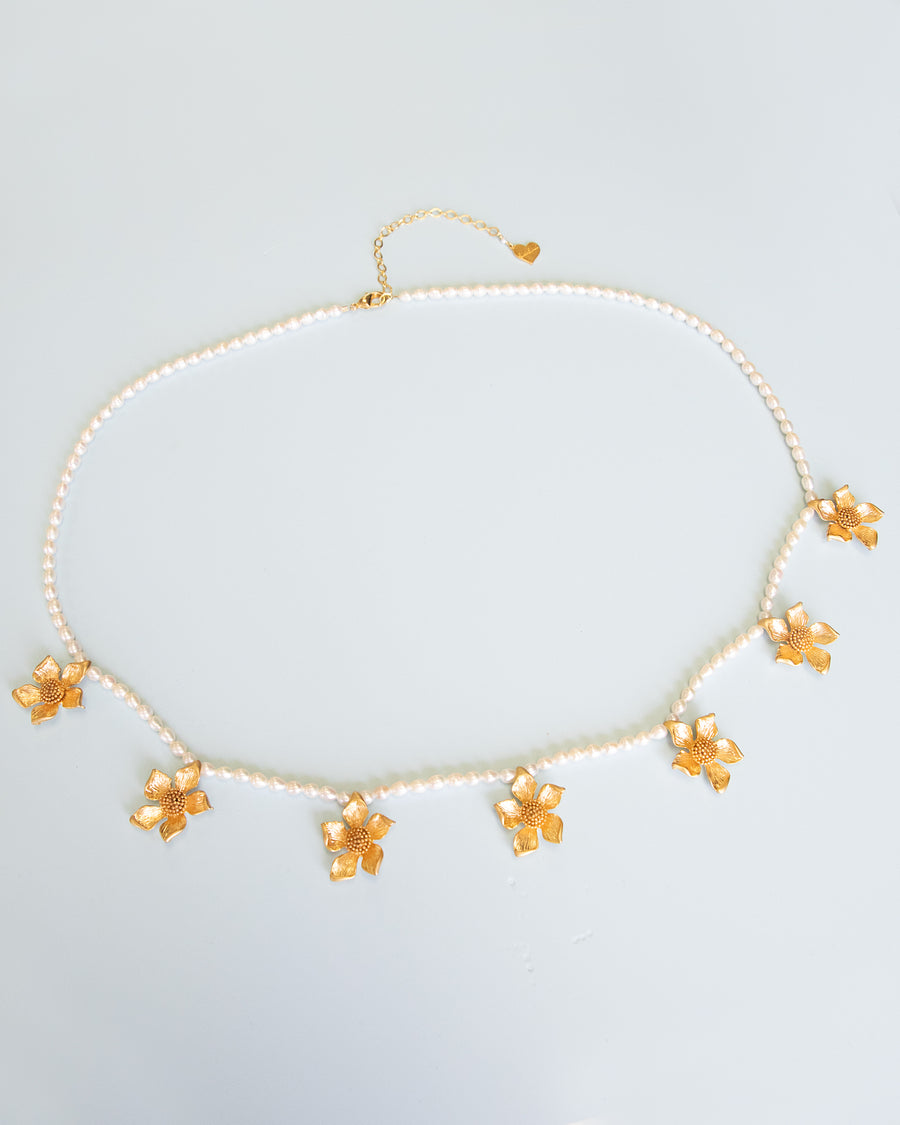 Golden Flower Pearl Belly Chain