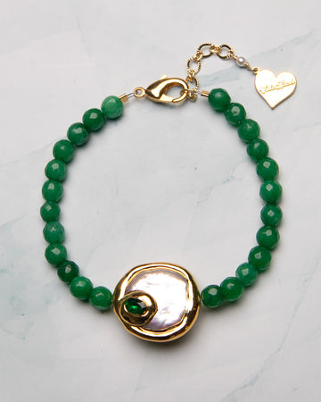 Jade Pearl Disc Bracelet